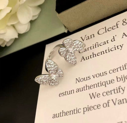 [LuxJewelry]TWIN SILVER BUTTERFLY DIAMOND RING