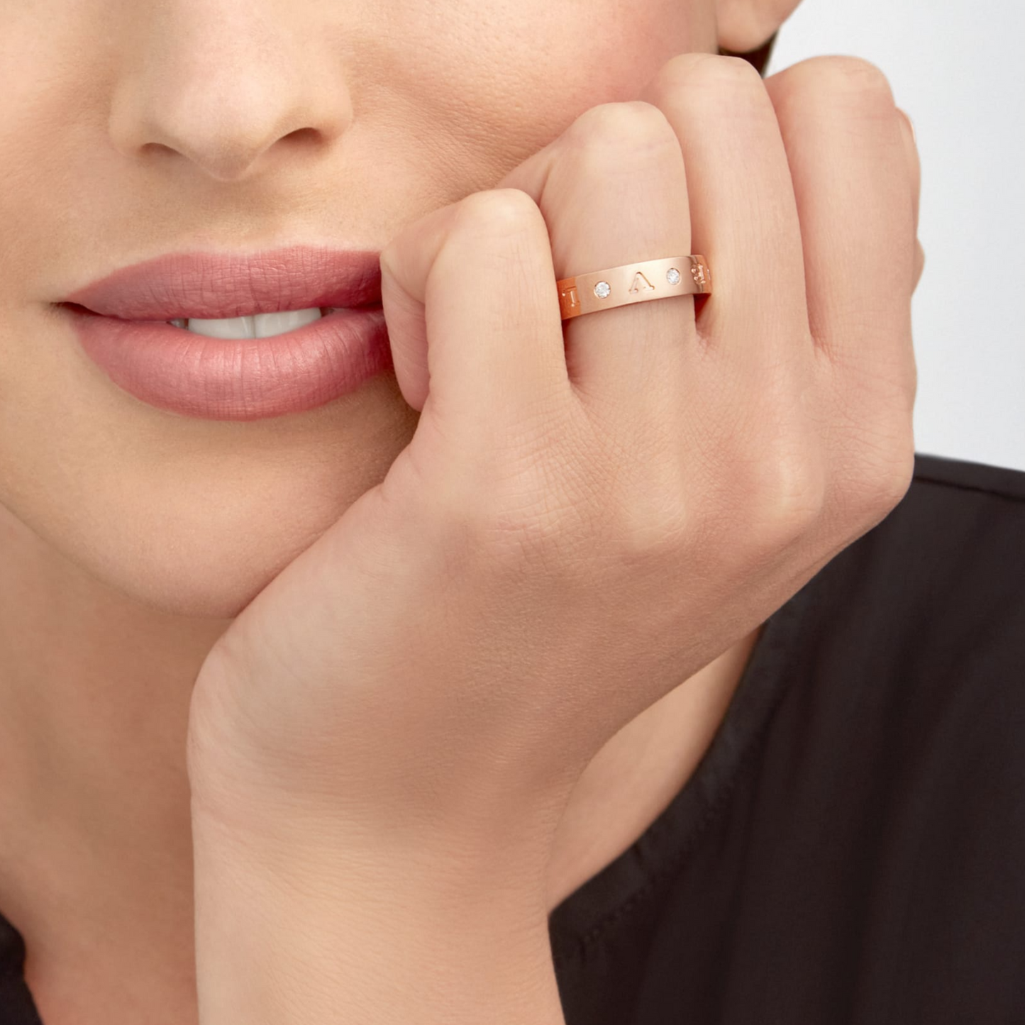 [LuxJewelry]ZERO 1 ESSENTIAL PINK GOLD BAND WITH DIAMONDS RING