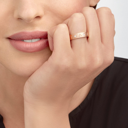 [LuxJewelry]ZERO 1 ESSENTIAL PINK GOLD BAND WITH DIAMONDS RING