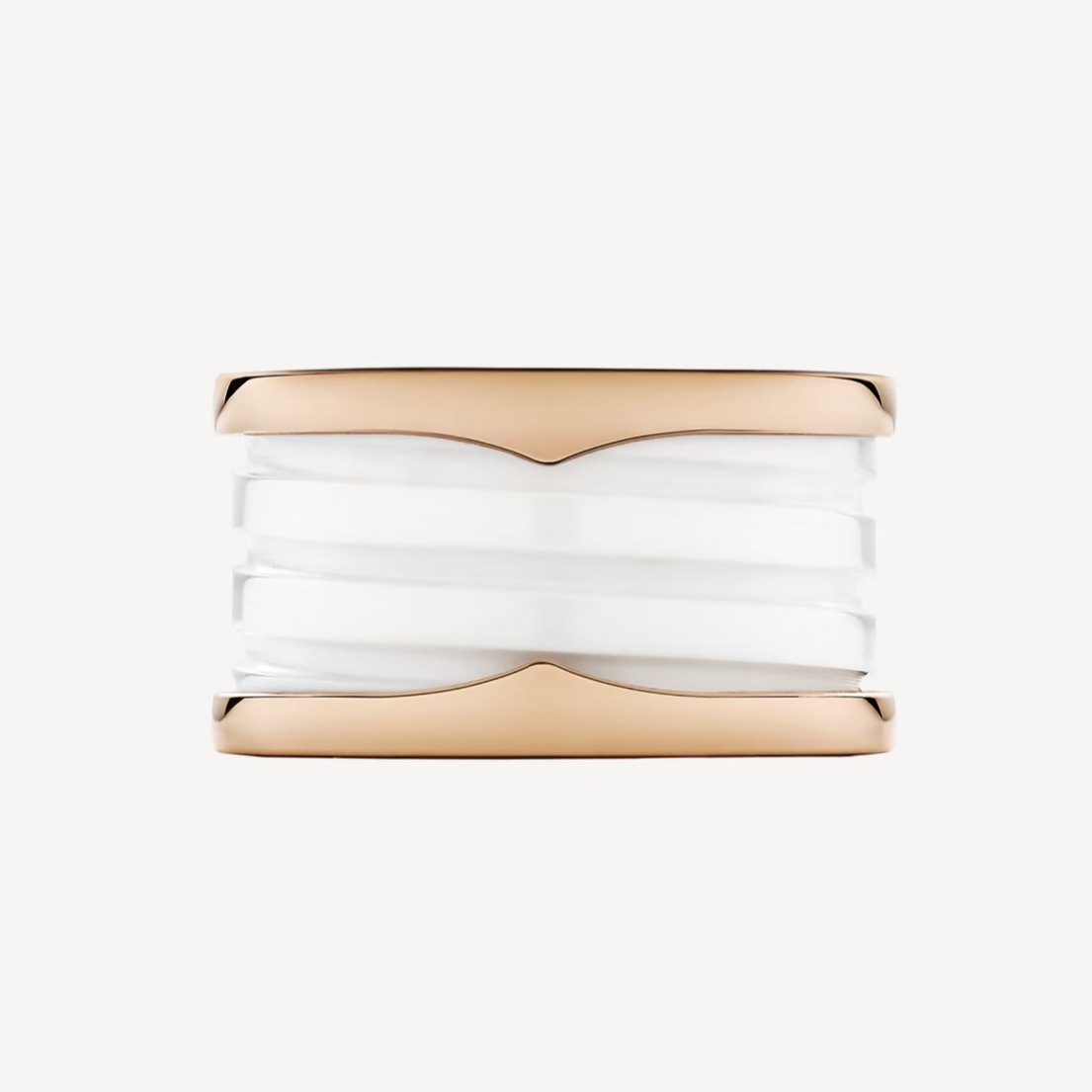 [LuxJewelry]ZERO 1 FOUR-BAND LOOPS AND WHITE CERAMIC SPIRAL PINK GOLD RING
