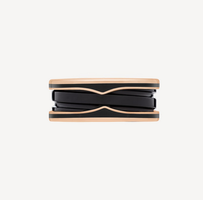 [LuxJewelry]ZERO 1 TWO-BAND WITH MATTE BLACK CERAMIC PINK GOLD RING