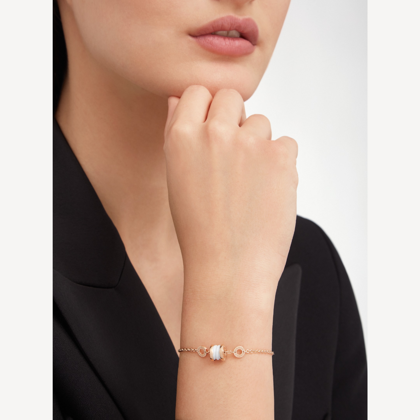 [LuxJewelry]ZERO 1 SOFT PINK GOLD AND WHITE CERAMIC BRACELET