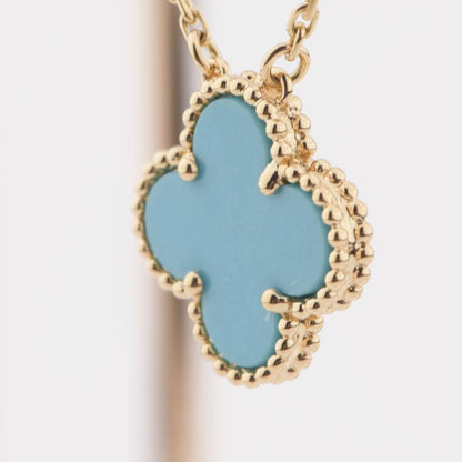 [LuxJewelry]CLOVER 15MM VINTAGE TURQUOISE NECKLACE