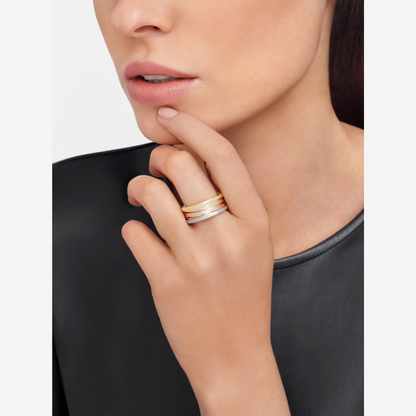 [LuxJewelry]ZERO 1 THREE-BAND ROSE WHITE AND YELLOW RING