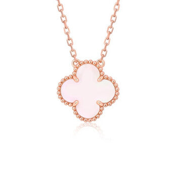 [LuxJewelry]CLOVER 15MM PINK MOTHER-OF-PEARL SINGLE FLOWER NECKLACE