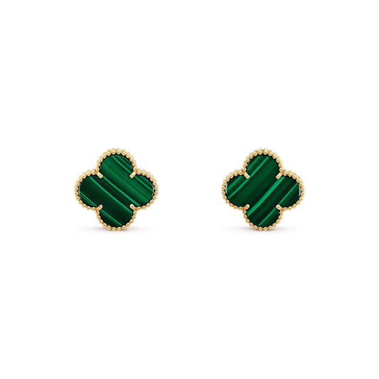 [LuxJewelry]CLOVER MINI 9.5MM MALACHITE  EARRINGS