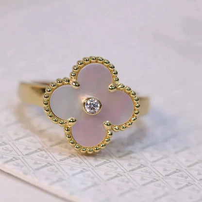 [LuxJewelry]CLOVER PINK MOP RING GOLD DIAMOND