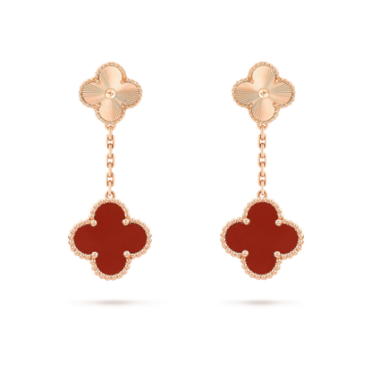 [LuxJewelry]CLOVER 2 MOTIF  LASER CARNELIAN EARRINGS