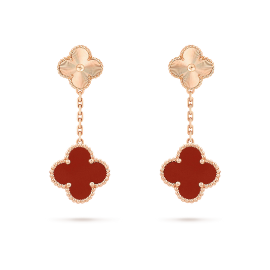 [LuxJewelry]CLOVER 2 MOTIF  LASER CARNELIAN EARRINGS