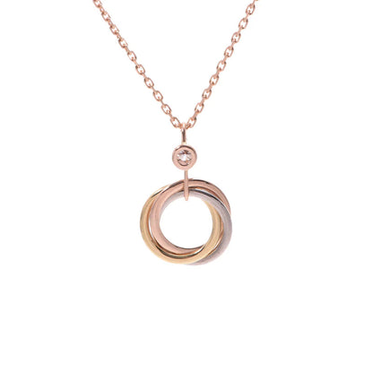 [LuxJewelry]TRINITY SILVER GOLD PINK GOLD NECKLACE