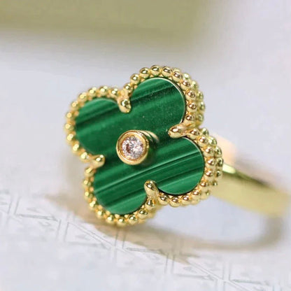 [LuxJewelry]CLOVER MALACHITE RING GOLD DIAMOND