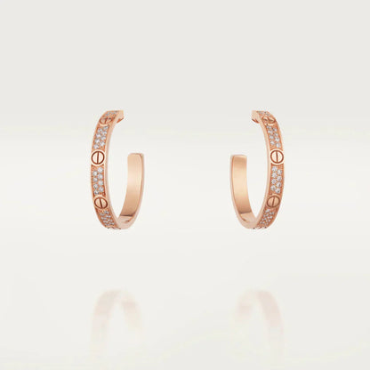 [LuxJewelry]LOVE DIAMOND PINK GOLD HOOP EARRINGS