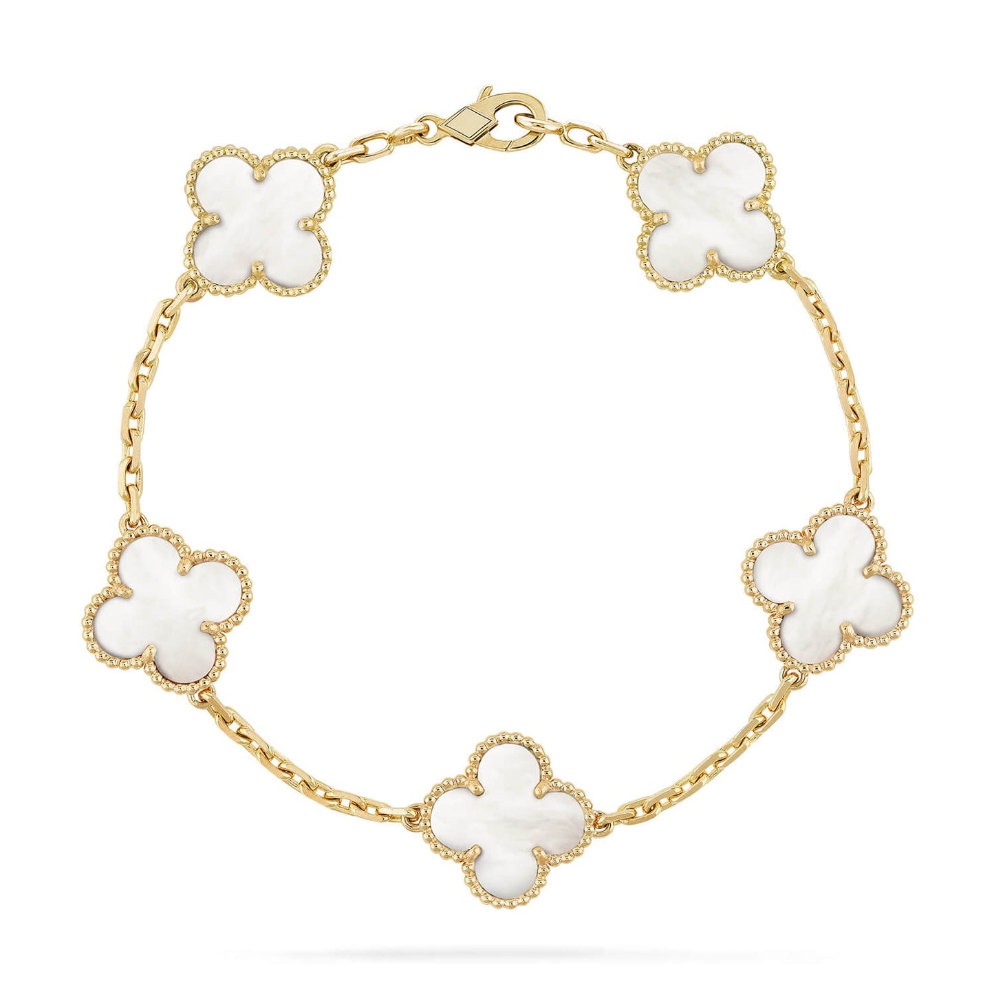 [LuxJewelry]CLOVER  5 MOTIF WHITE MOP BRACELET