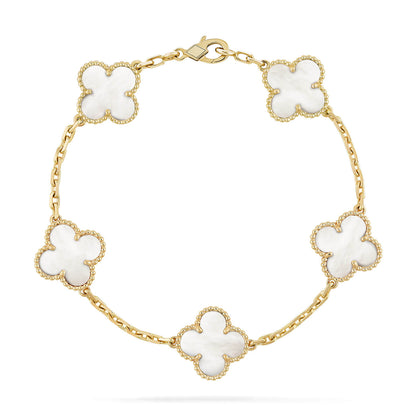 [LuxJewelry]CLOVER  5 MOTIF WHITE MOP BRACELET