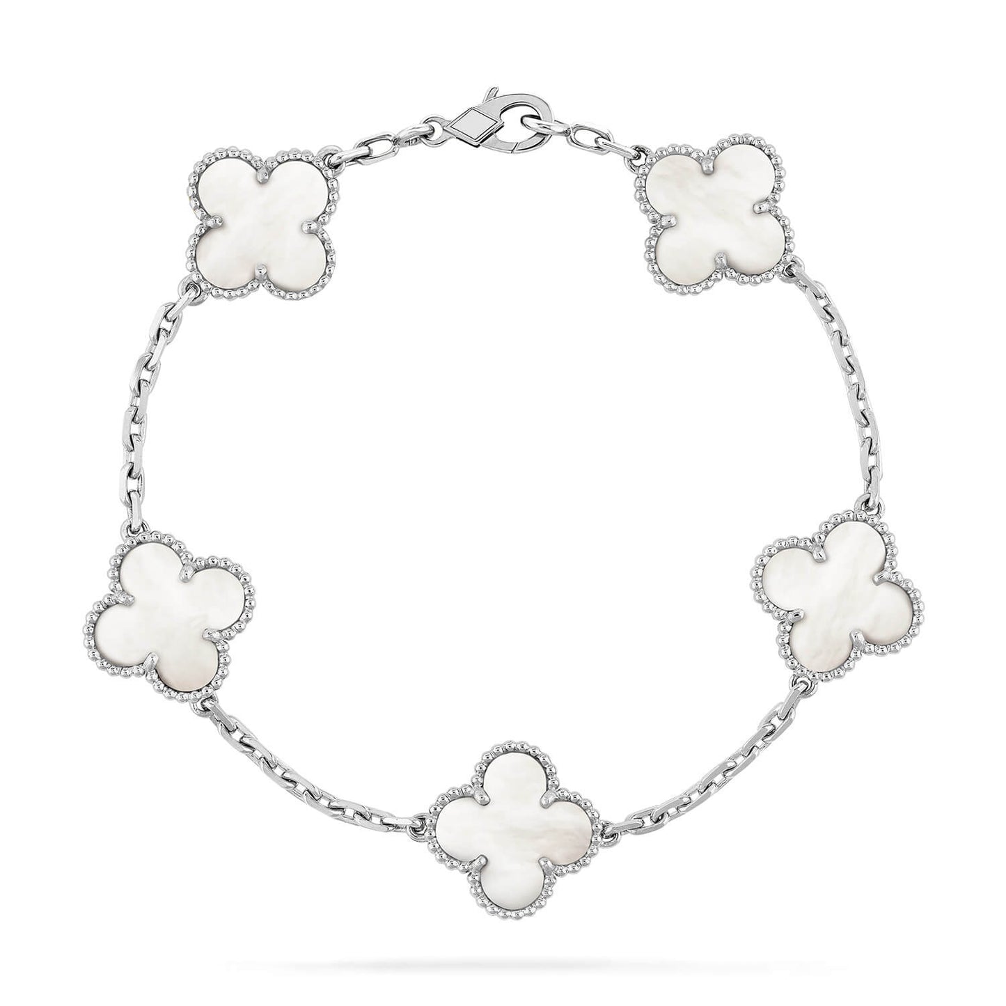 [LuxJewelry]CLOVER SILVER MOP 5 MOTIF BRACELET