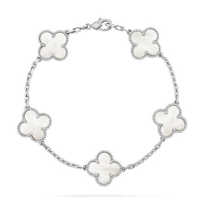 [LuxJewelry]CLOVER SILVER MOP 5 MOTIF BRACELET