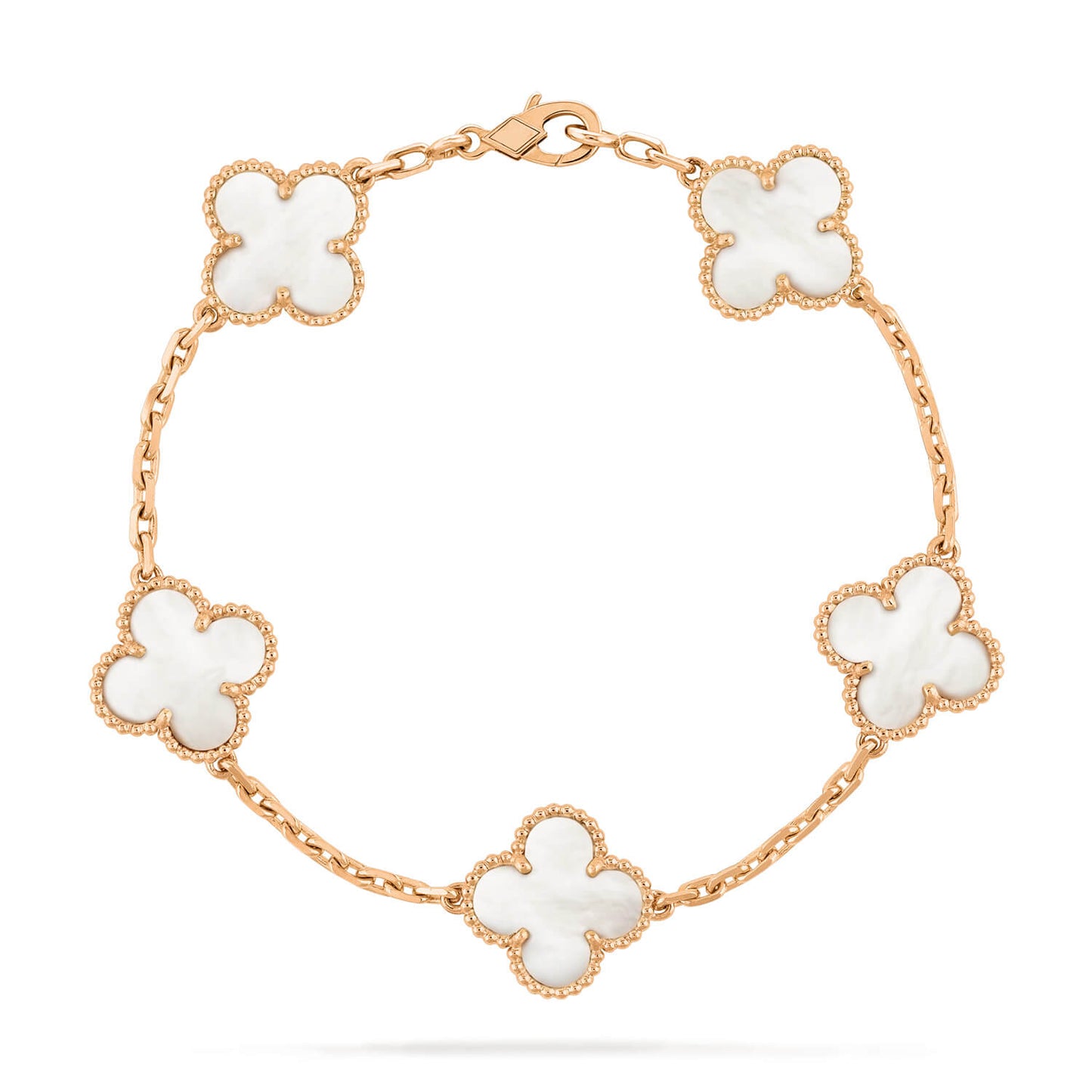 [LuxJewelry]CLOVER  5 MOTIF WHITE MOP BRACELET