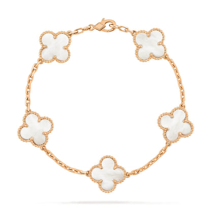 [LuxJewelry]CLOVER  5 MOTIF WHITE MOP BRACELET