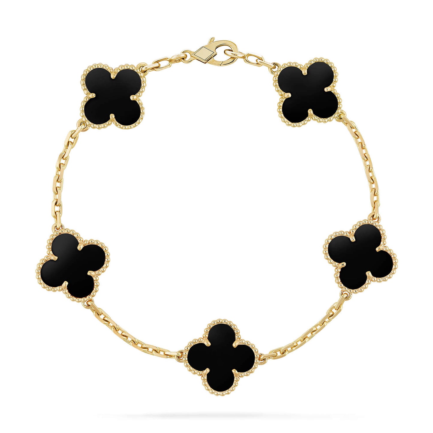[LuxJewelry]CLOVER  5 MOTIFS BLACK ONYX BRACELET