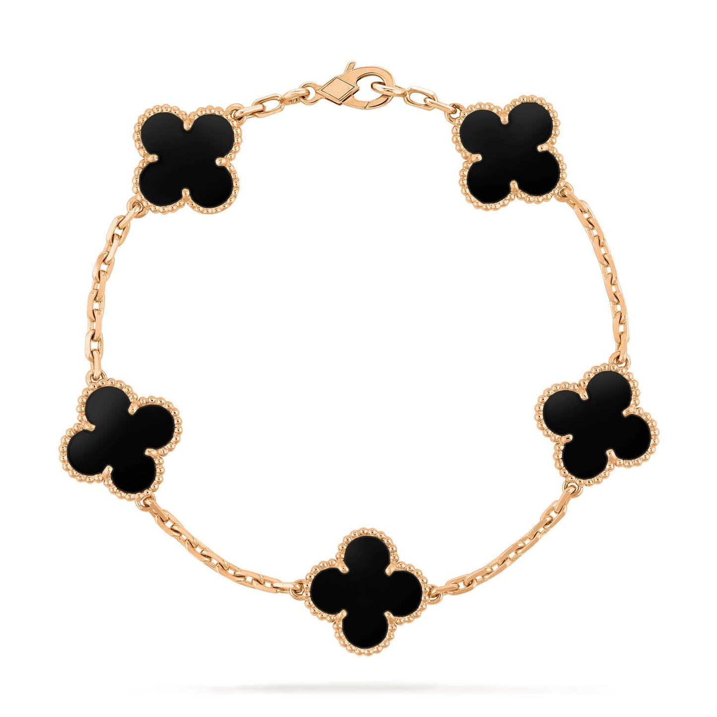 [LuxJewelry]CLOVER  5 MOTIFS BLACK ONYX BRACELET