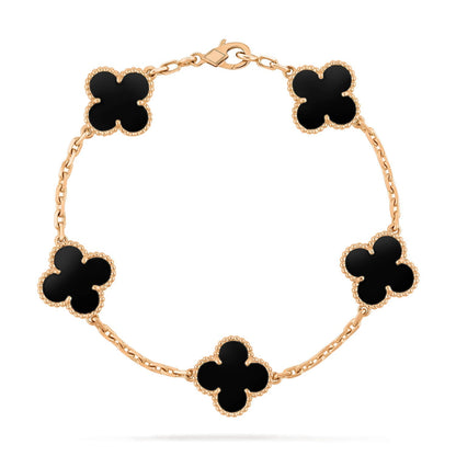 [LuxJewelry]CLOVER  5 MOTIFS BLACK ONYX BRACELET