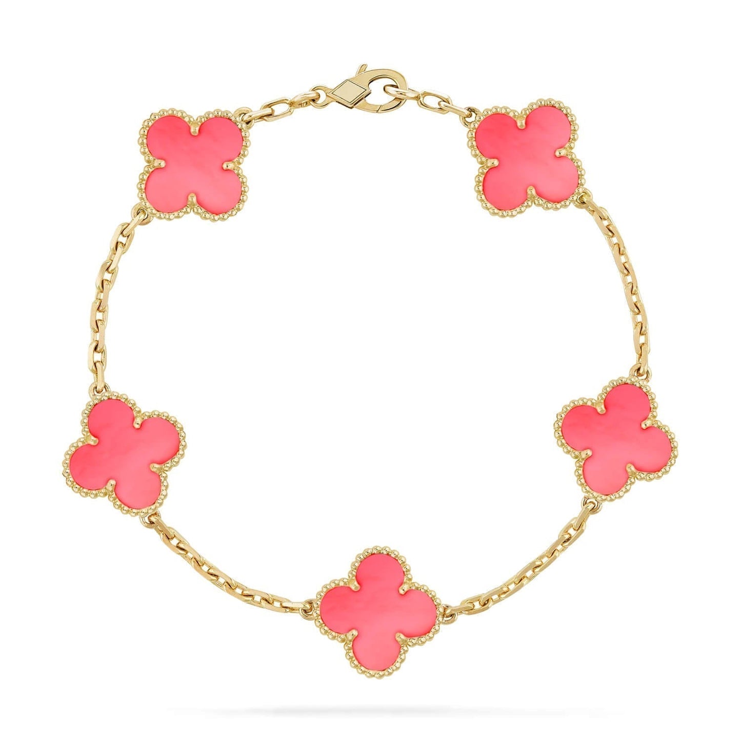 [LuxJewelry]CLOVER 5 PINK MOP BRACELET