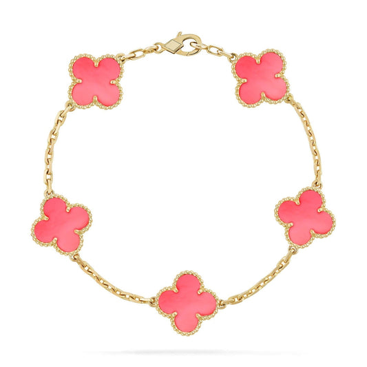 [LuxJewelry]CLOVER 5 PINK MOP BRACELET