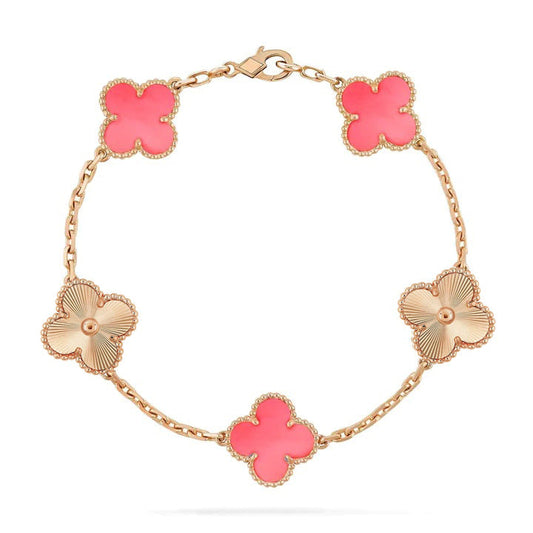 [LuxJewelry]CLOVER BRACELET 5 MOTIF PINK AND PINK GOLD