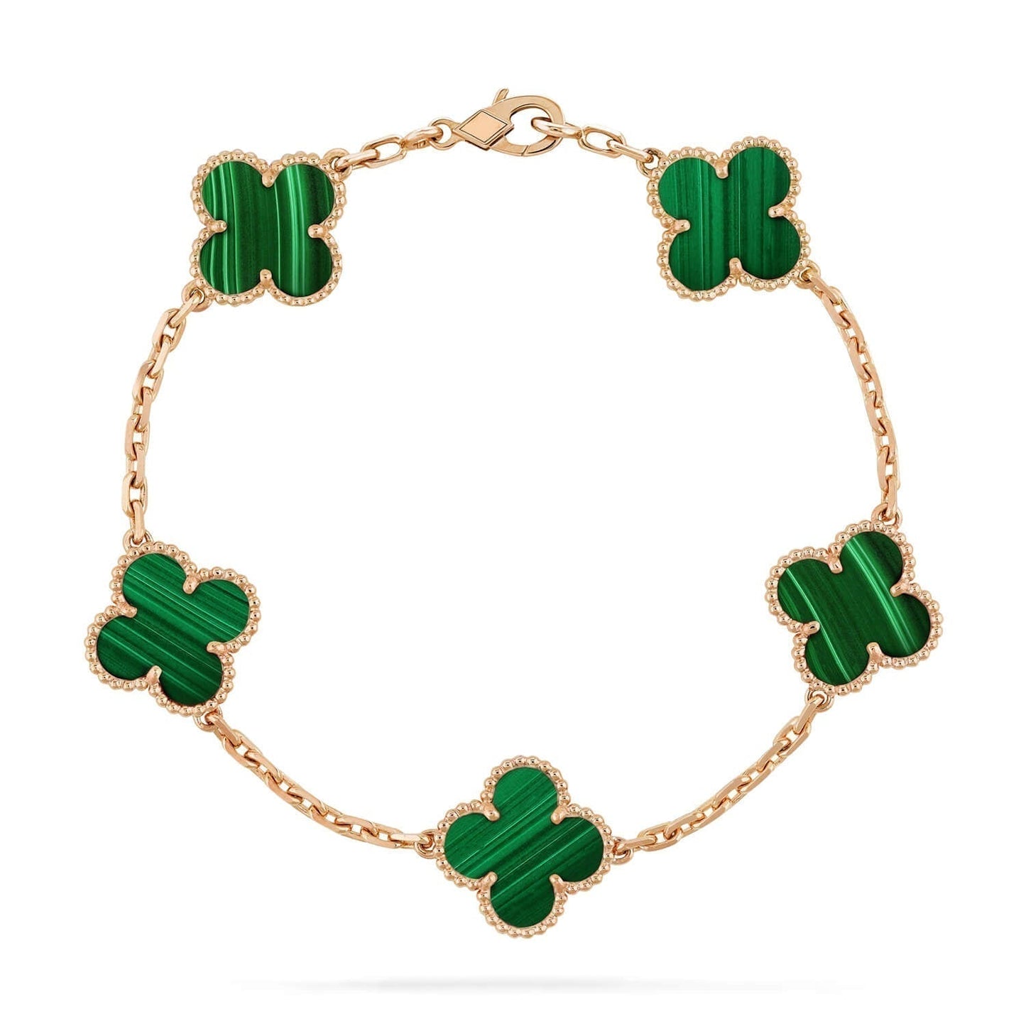 [LuxJewelry]CLOVER 5 MOTIFS MALACHITE BRACELET
