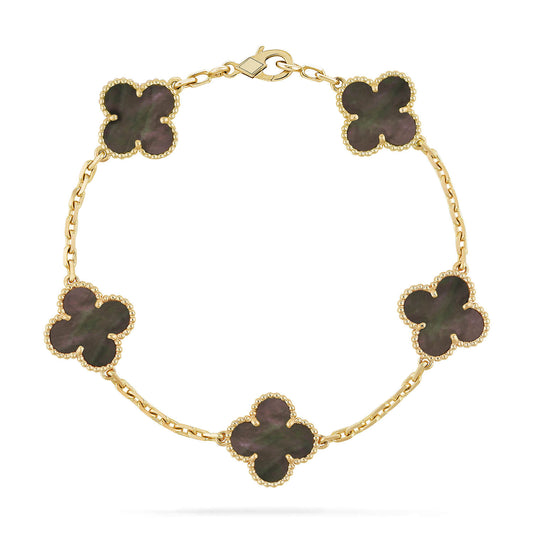 [LuxJewelry]CLOVER 5 MOTIF GRAY MOP  BRACELET
