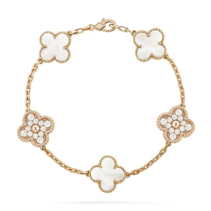 [LuxJewelry]CLOVER BRACELET 5 MOTIF WHITE MOP DIAMOND
