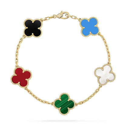 [LuxJewelry]CLOVER 5 MOTIFS MULTICOLOR  BRACELET