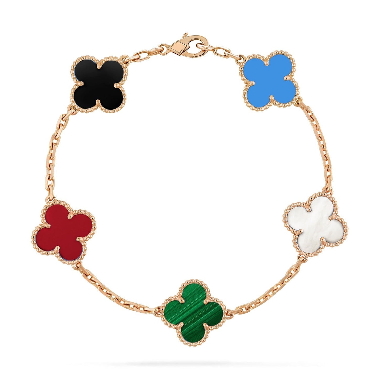 [LuxJewelry]CLOVER 5 MOTIFS MULTICOLOR  BRACELET