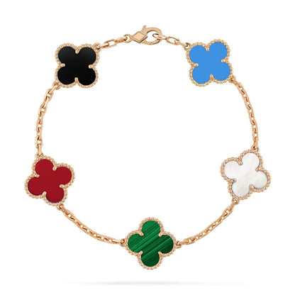 [LuxJewelry]CLOVER 5 MOTIFS MULTICOLOR  BRACELET