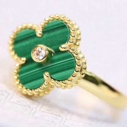 [LuxJewelry]CLOVER MALACHITE RING GOLD DIAMOND