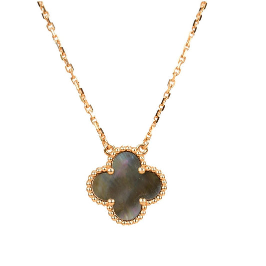 [LuxJewelry]CLOVER 15MM  GRAY MOTHER OF PEARL NECKLACE