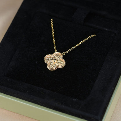 [LuxJewelry]CLOVER 15MM  BRONZING NECKLACE