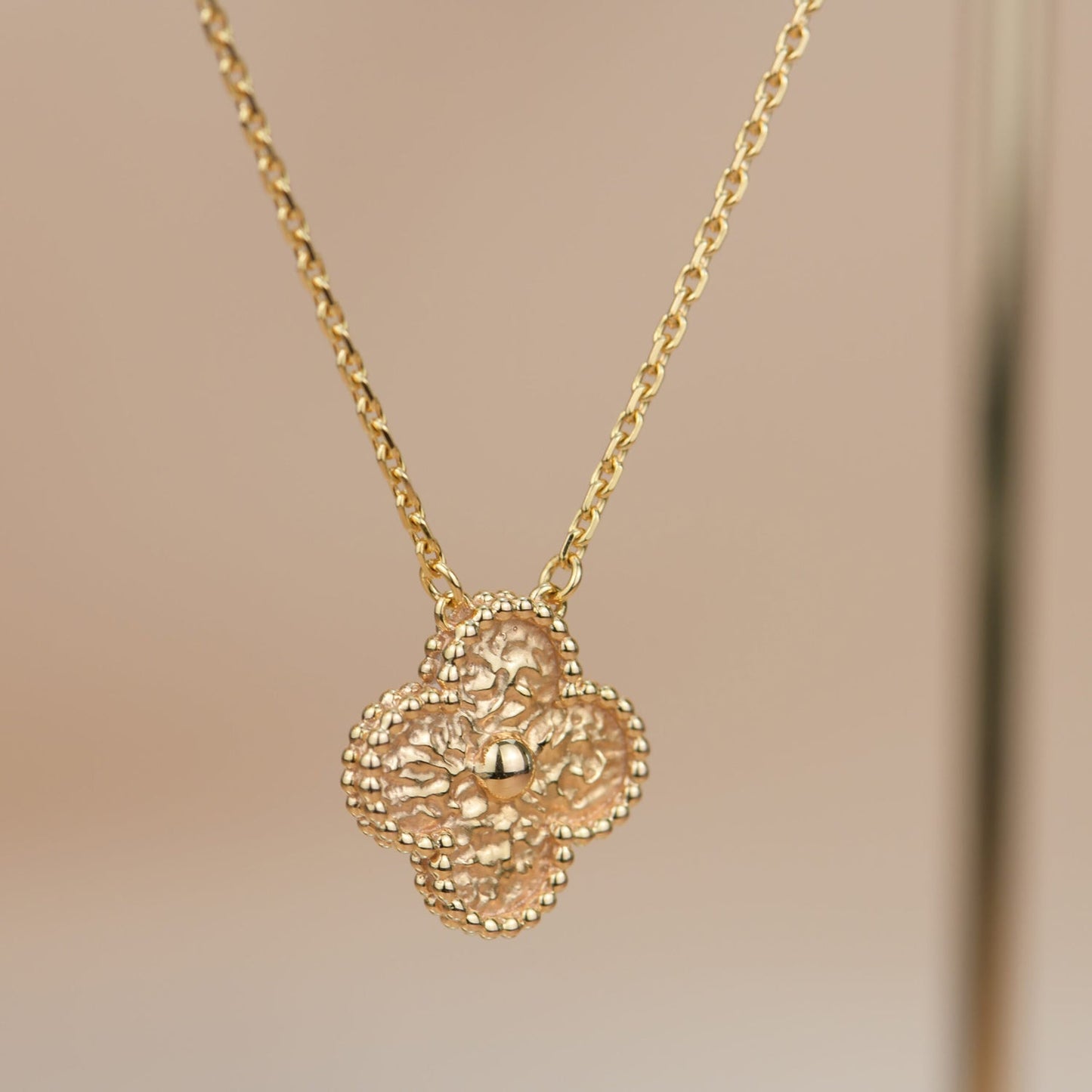 [LuxJewelry]CLOVER 15MM  BRONZING NECKLACE