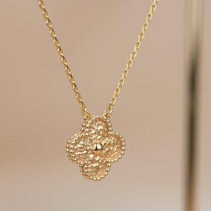 [LuxJewelry]CLOVER 15MM  BRONZING NECKLACE