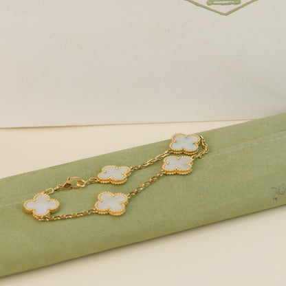 [LuxJewelry]CLOVER  5 MOTIF WHITE MOP BRACELET