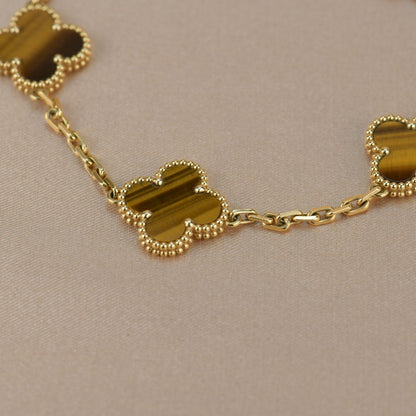 [LuxJewelry]CLOVER  5 MOTIFS TIGER EYE BRACELET