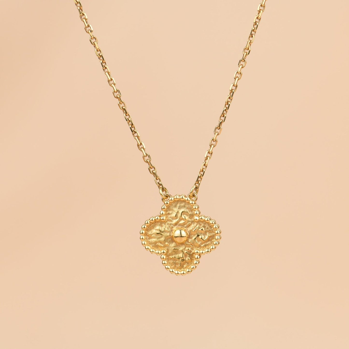 [LuxJewelry]CLOVER 15MM  BRONZING NECKLACE