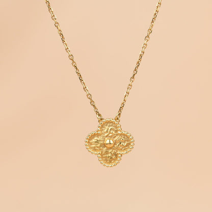 [LuxJewelry]CLOVER 15MM  BRONZING NECKLACE