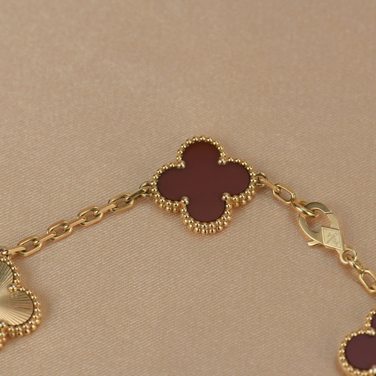[LuxJewelry]CLOVER  5 MOTIFS CARNELIAN GOLD BRACELET