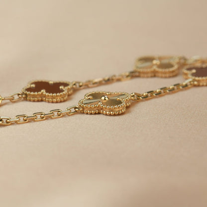 [LuxJewelry]CLOVER  5 MOTIFS CARNELIAN GOLD BRACELET