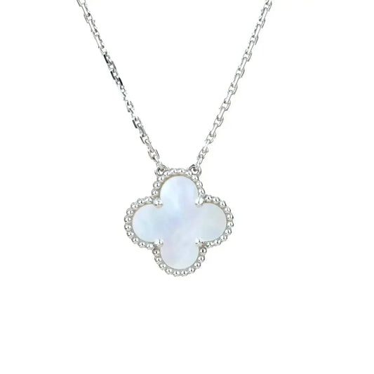 [LuxJewelry]CLOVER  15MM WHITE MOTHER-OF-PEARL SILVER