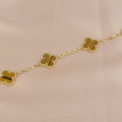 [LuxJewelry]CLOVER  5 MOTIFS TIGER EYE BRACELET