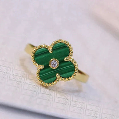 [LuxJewelry]CLOVER MALACHITE RING GOLD DIAMOND