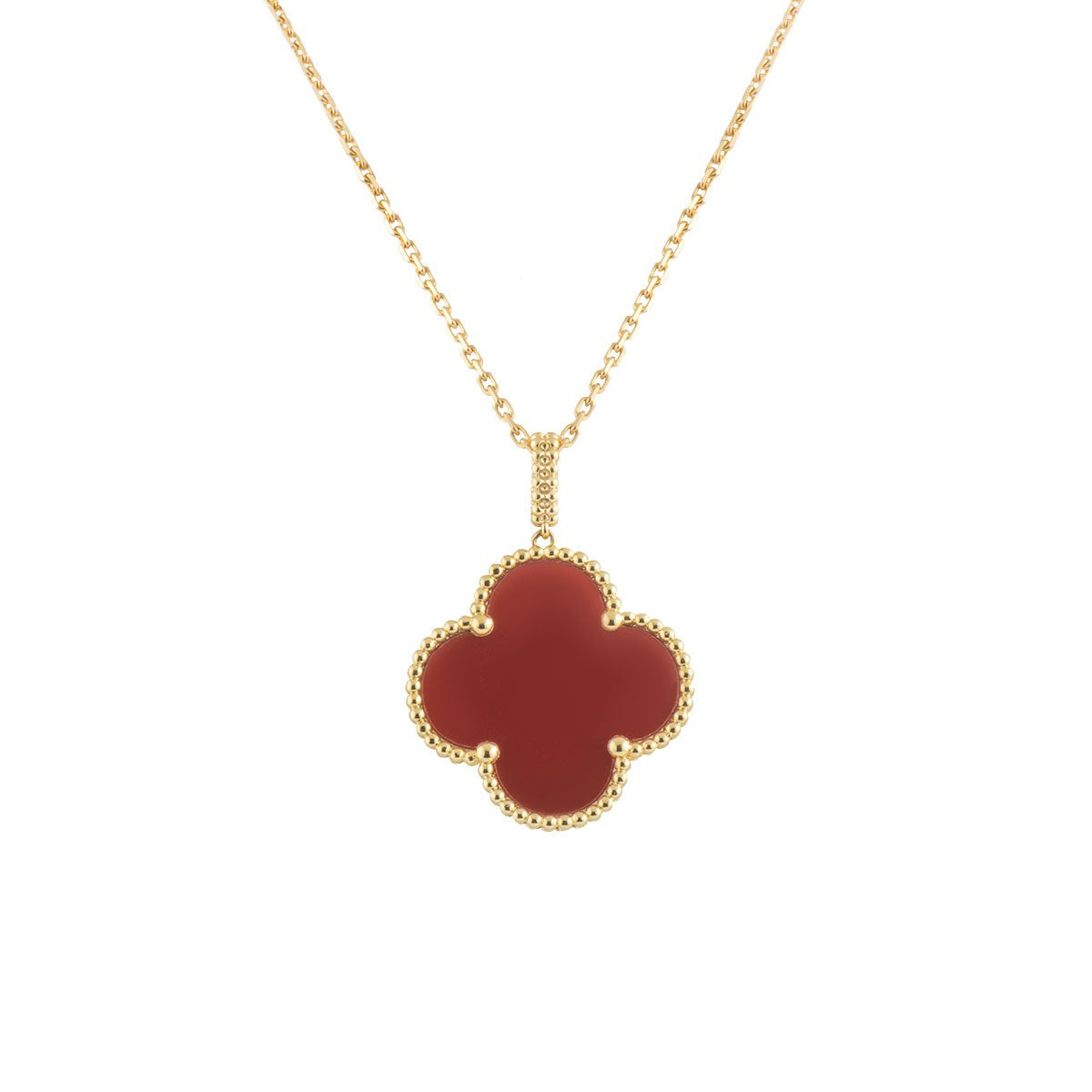 [LuxJewelry]CLOVER 25MM NECKLACE GOLD CARNELIAN
