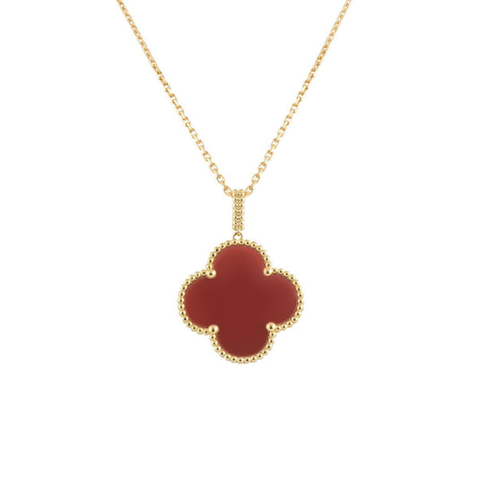 [LuxJewelry]CLOVER 25MM NECKLACE GOLD CARNELIAN